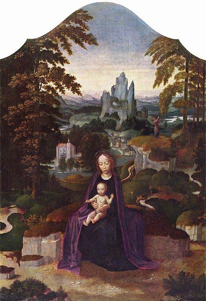 One of many versions of the Rest during the Flight to Egypt attributed to Isenbrandt.